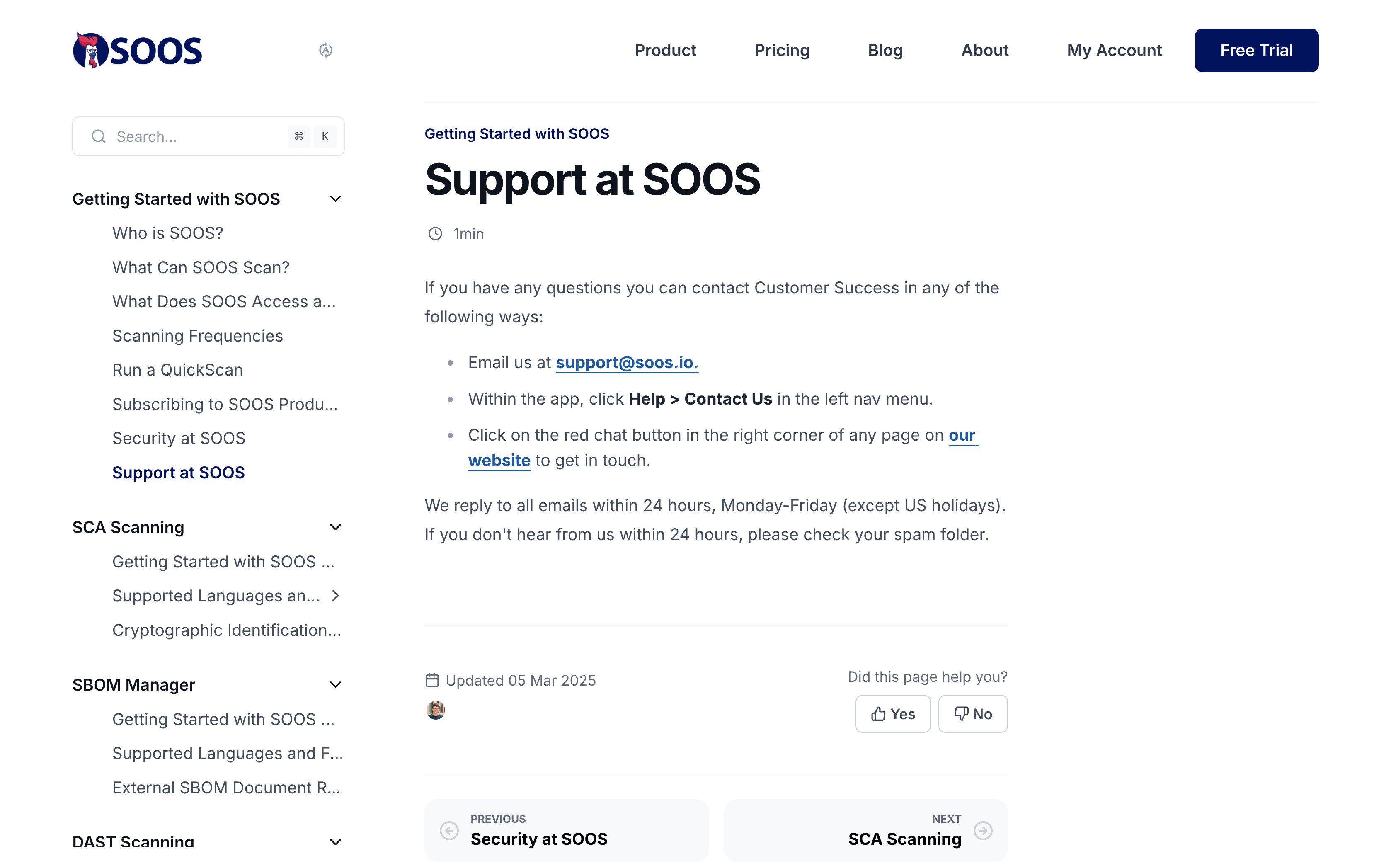 Screenshot of the SOOS knowledge base with the 
